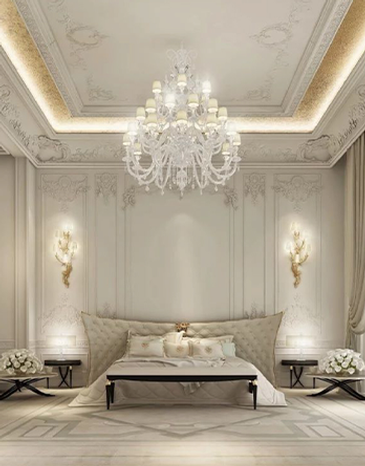 Project Management Bedroom with Chandelier