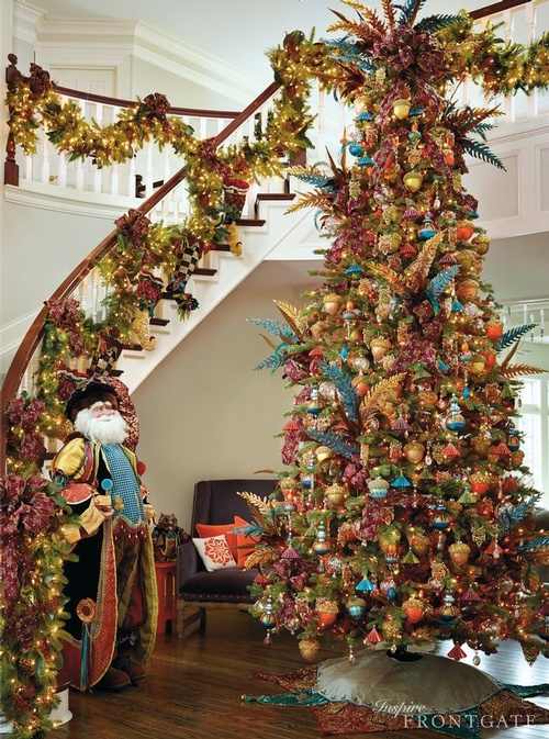 Decorated Christmas Tree Beside a Staircase - Home Decor Services Fresno by Classic Interior Designs Inc