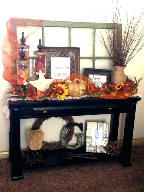 Fall Decoration on Console Table by Classic Interior Designs Inc in Fresno