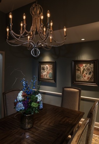 Beautiful Chandelier above Dining Table by R Designs, LLC