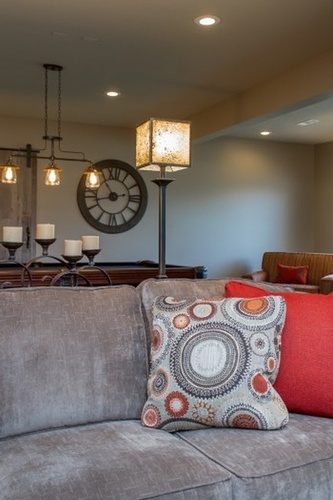 Decorative Fabric Throw Pillow on Sofa - Interior Decorator Kansas City by R Designs, LLC