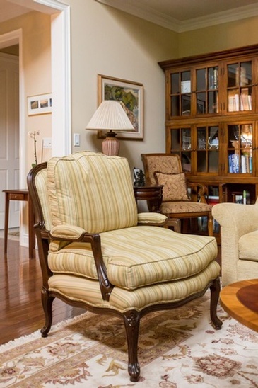 Traditional Bergere Chair - Custom Furnishings in Oakville by Parsons Interiors Ltd.