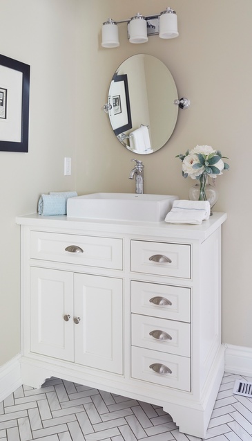 Powder Room Vanity Custom Millwork - Bathroom Design in GTA by Parsons Interiors Ltd.