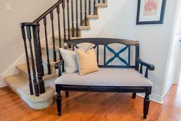 Front Hall Bench - Interior Decorating Consultation in Oakville ON at Parsons Interiors Ltd.