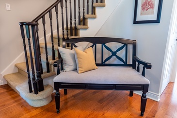 Front Hall Bench Reupholstery - Furniture Studio Oakville by Parsons Interiors Ltd.