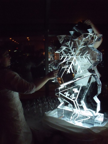 Snowflake Ice Luge Oakville Ontario by Festive Ice Sculptures