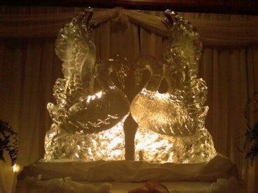 Swan Ice Sculpture - Wedding Table Centerpiece by Festive Ice Sculptures
