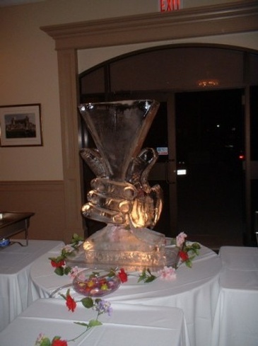 Wine Glass Ice Sculpture Centerpiece by Festive Ice Sculptures 