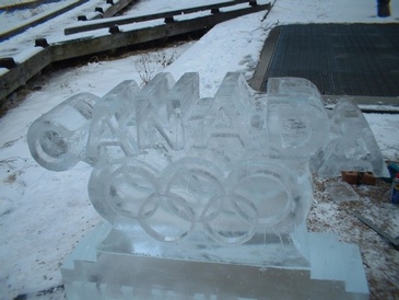 Canada Olympic Rings Ice Sculpture by Festive Ice Sculptures 