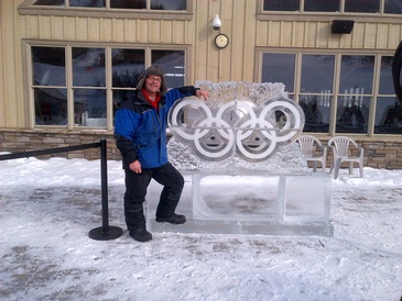 Outdoor Olympic Rings Ice Sculpture by Festive Ice Sculptures 