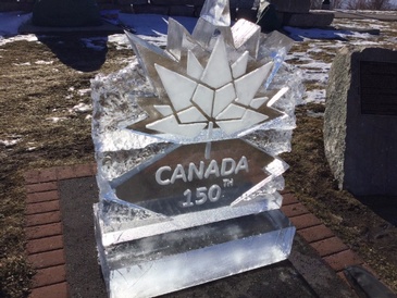 Canada 150 Corporate Ice Logo Sculpture by Festive Ice Sculptures