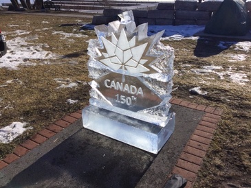 Canada 150 Ice Logo Sculpture by Festive Ice Sculptures