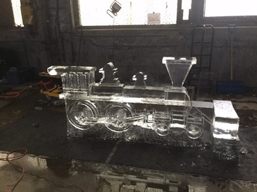 Ice Sculpture Train Engine by Festive Ice Sculptures