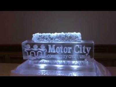 Motor City Community Credit Union got an wonderful ice sculpture by Rich the Ice Guy