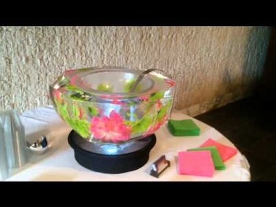 Ultimate ice bowl with coloured frozen flowers inside