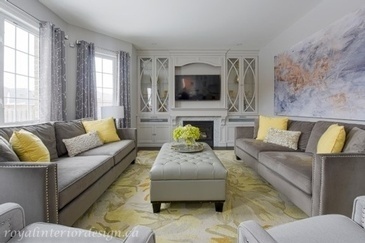 Accents of Yellow - Living Space Decorating Services Vaughan by Royal Interior Design Ltd.