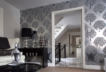 Black and White Living Space Renovation Aurora by Royal Interior Design Ltd.