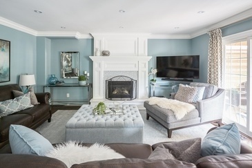 Classic and Luxurious Family Room Decorating Services Whitby by Royal Interior Design Ltd.