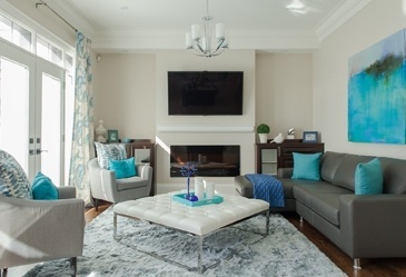 Greys With Teals and Blues - Living Space Decorating Services Vaughan by Royal Interior Design Ltd.