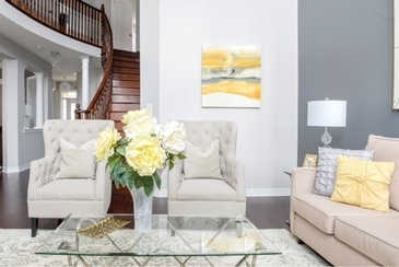 Mellow Yellow Living Space Renovations Stouffville by Royal Interior Design Ltd.