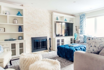 Aesthetic Blue Living Space Decorating Services Thornhill by Royal Interior Design Ltd.