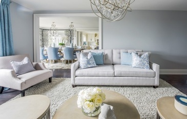 Soft Hues of Blue and Grey - GTA Living Space Renovations by Royal Interior Design Ltd.