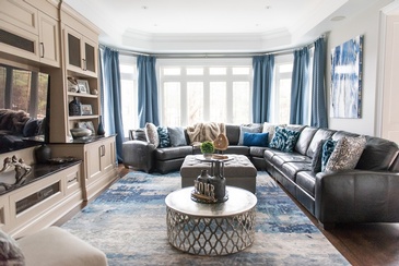Casual Earth Tones and Vibrant Royals - Aurora Living Space Renovations by Royal Interior Design Ltd.