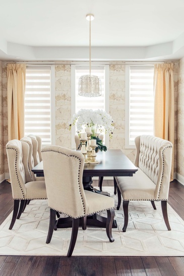 Cream and Gold Dining Room Renovations Stouffville ON by Royal Interior Design Ltd.