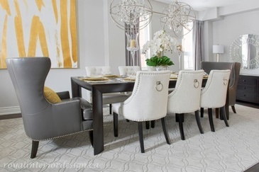 Pop of Yellow - Dining Room Renovations Richmond Hill by Royal Interior Design Ltd.
