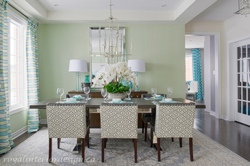 Turquoise and Green Dining Room Renovations Thornhill ON by Royal Interior Design Ltd.