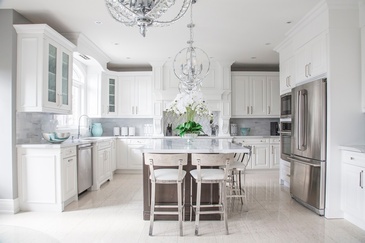 Bright White Kitchen Renovations Stouffville by Royal Interior Design Ltd.