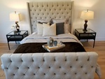 Grey Color Upholstered Sleigh Bed - Urban 57 Home Decor Interior Design, Furniture Store in Sacramento