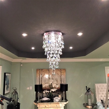 Crystal Chandelier Installation by H MAN ELECTRIC 