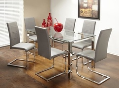Buy Rectangular Clear glass top Modern Dining Table Milton at In Style Furniture Gallery