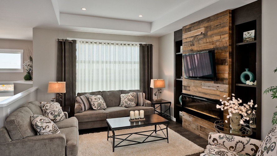 Rustic Living Room Space Planning Winnipeg by 180 Design
