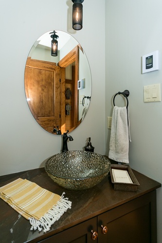 Contemporary Bathroom Vanity Mirror and Sink - Bathroom Renovations Toronto by BEAULIEU DESIGN