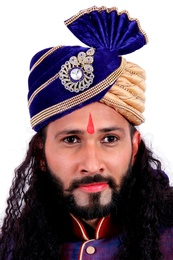 Royal Blue With Gold Wedding Safa Turban