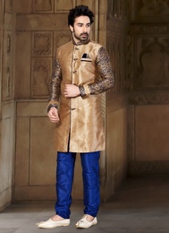 Live in Style Brown Color Indo Western Sherwani