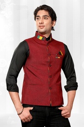 Impressive Look Red Color Nehru Jacket