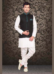 Glamour Look Royal Rich Black Color Jute Nehru Jacket