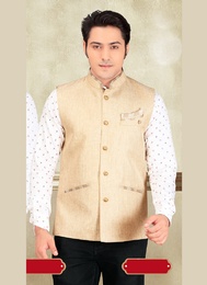 Smashing Your Look Beige Color Imported Nehru Jacket