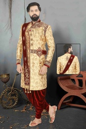 King Look Golden Wedding Sherwani