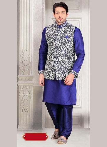 Flatter Your Look Blue Color Indo Western Sherwani