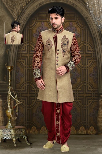 Gorgeous Attractive Look Brown Color Royal Sherwani