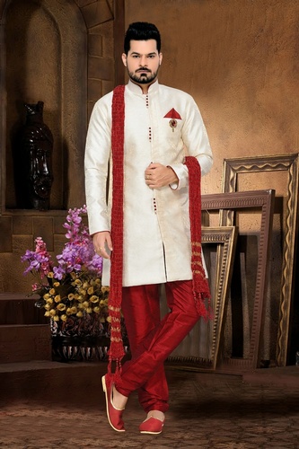 Mens Sensational White Color Royal Sherwani
