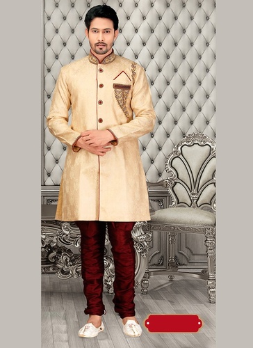 Designer Collection Cream Color Engrossing Royal Sherwani