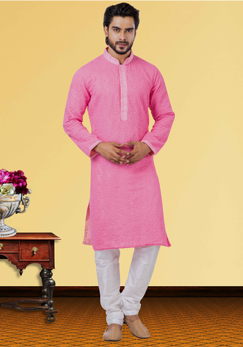 Lucknowi Chikankari Work Pink Kurta Pajama