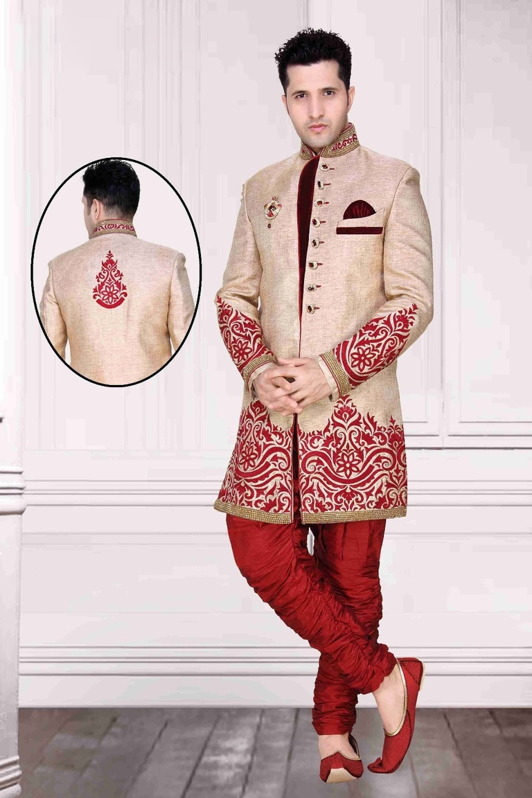 Striking Offbrown Color Royal Sherwani For Men