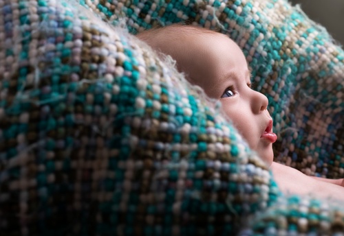 Baby Sleeping in a Blue Cradle - Baby Photography Vaughan by Matt Tibbo