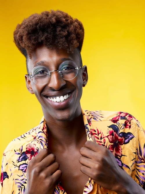 Young Man in a Yellow Floral Print Shirt - Fashion Photography Uxbridge by Matt Tibbo